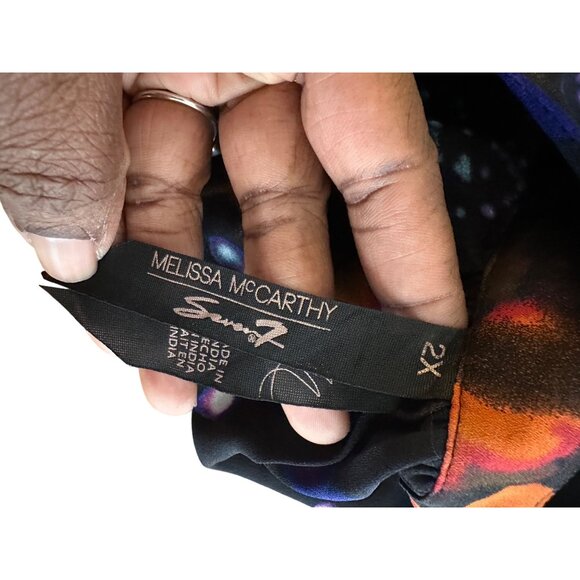 Melissa McCarthy Seven7 Tunic Blouse 2X Star Light Print Flowy Long Sleeve - Picture 3 of 12